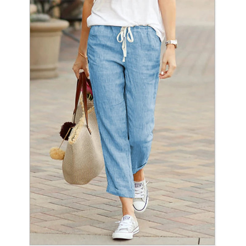 Pantalones casuales de cintura alta con cordón para mujer - Primavera Verano 2026.