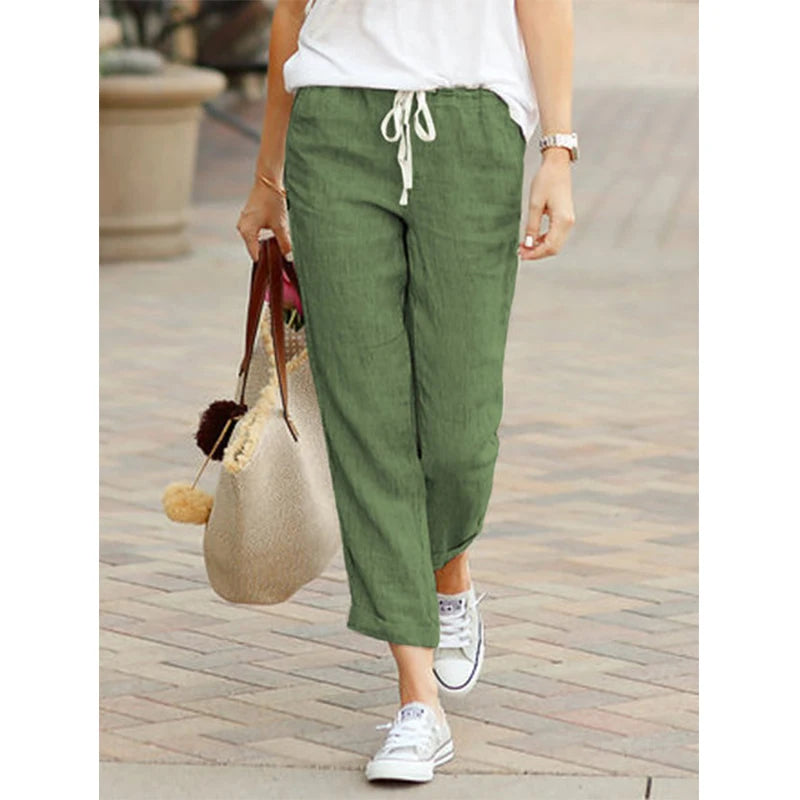 Pantalones casuales de cintura alta con cordón para mujer - Primavera Verano 2026.