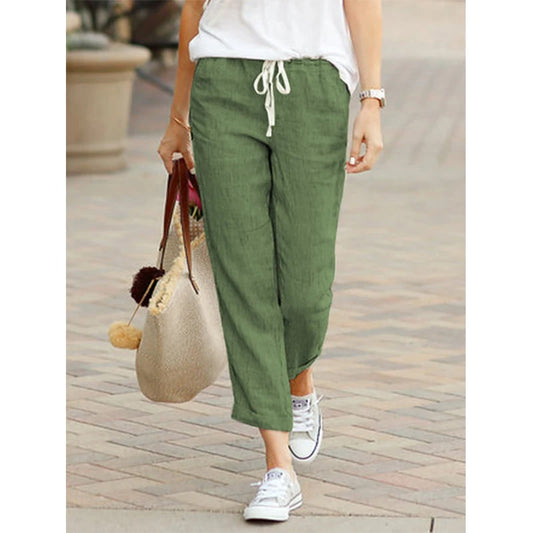 Pantalones casuales de cintura alta con cordón para mujer - Primavera Verano 2026.