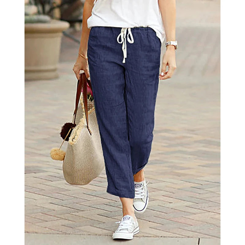 Pantalones casuales de cintura alta con cordón para mujer - Primavera Verano 2026.