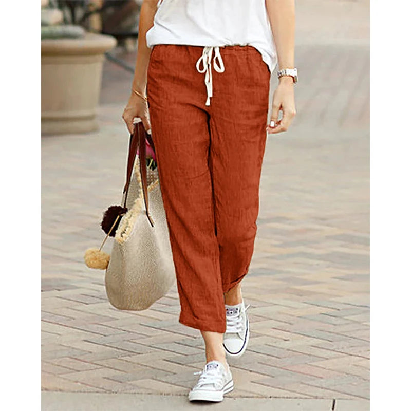 Pantalones casuales de cintura alta con cordón para mujer - Primavera Verano 2026.